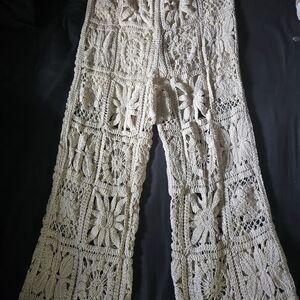 Elegant Crochet Lace Pants in Cream